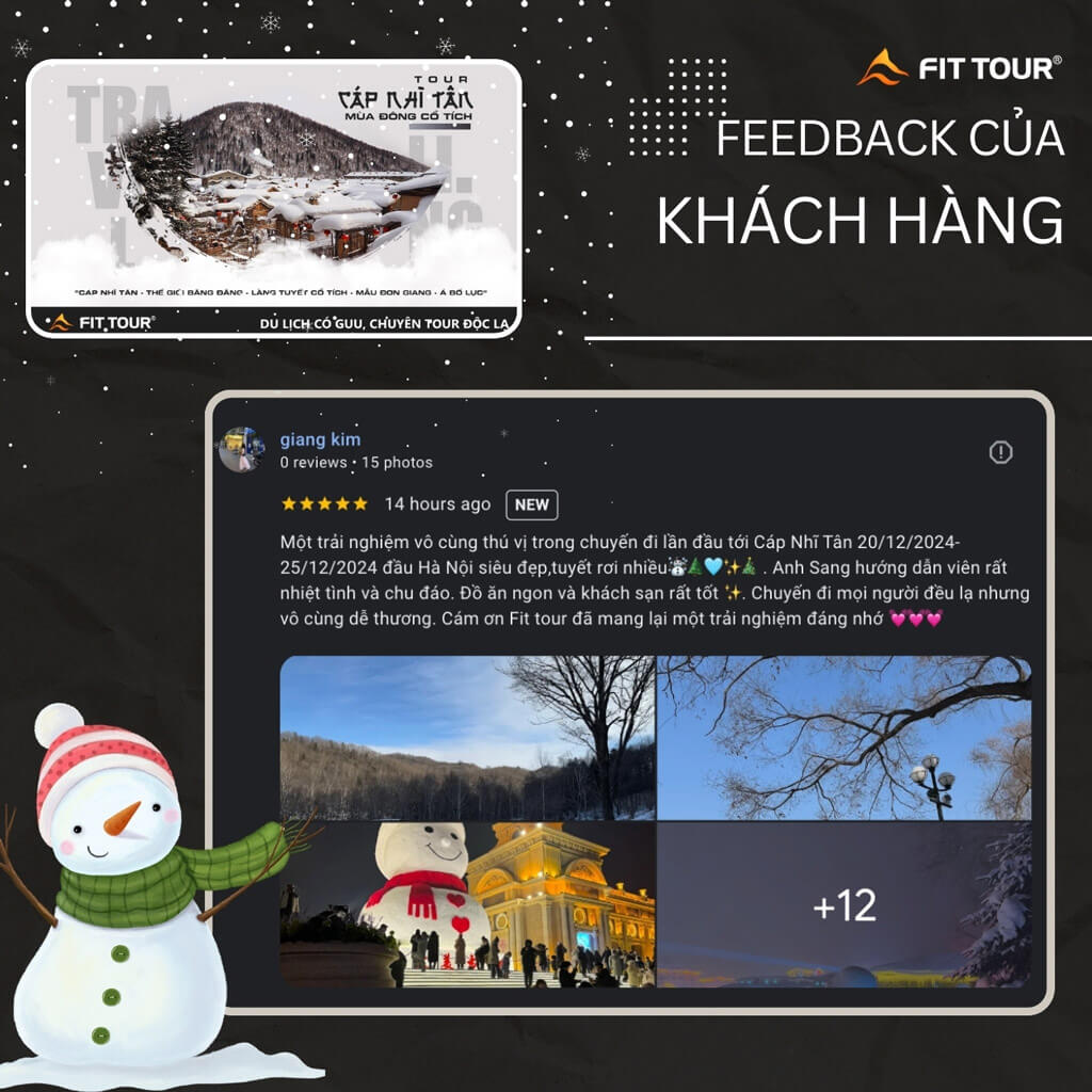 Feedback đánh giá của khách hàng Giang Kim trong chuyến đi Cáp Nhĩ Tân cùng Fit Tour