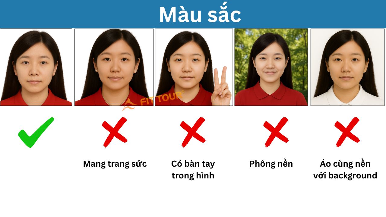 Lưu ý về màu sắc phông nền và quần áo khi chụp ảnh Visa