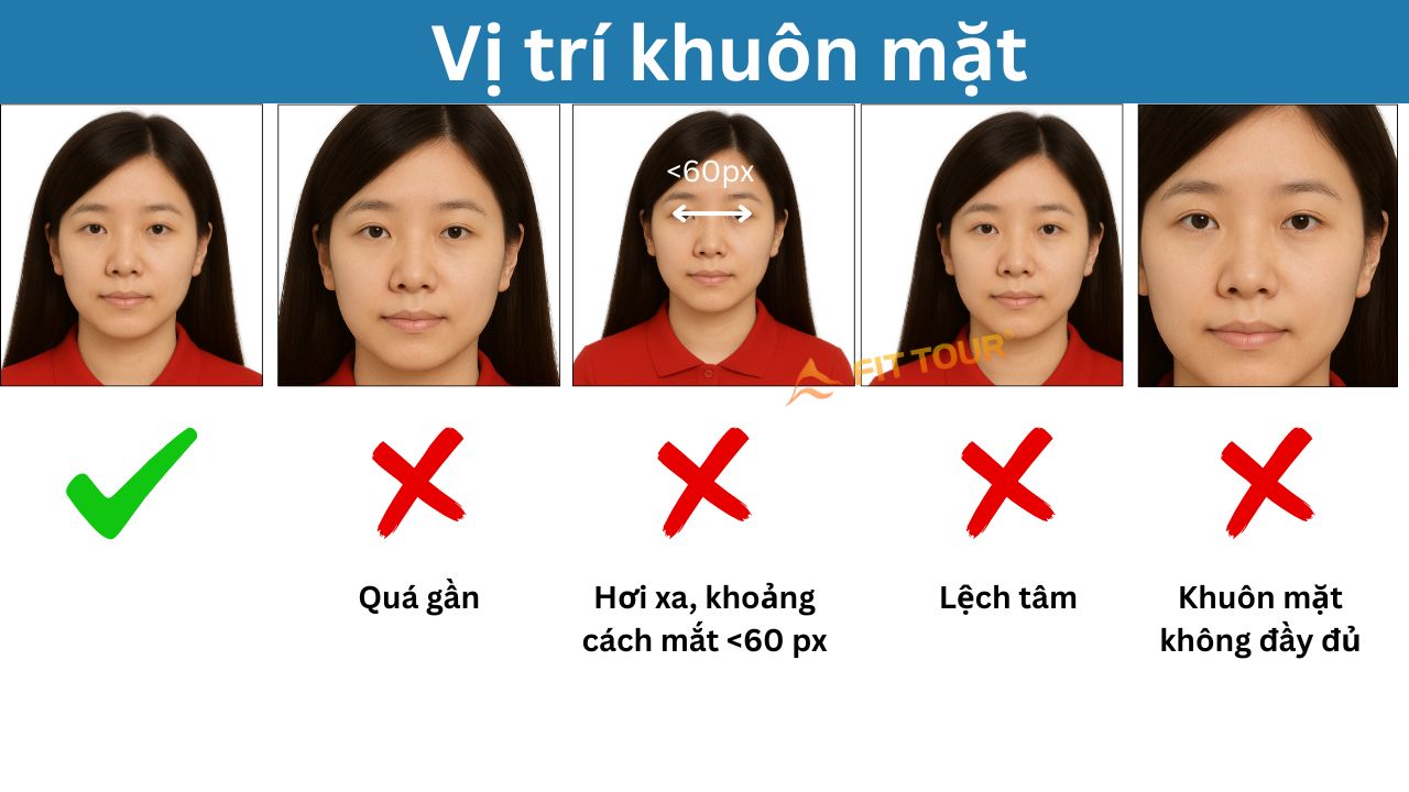 Lưu ý về vị trí khuôn mặt khi chụp ảnh Visa