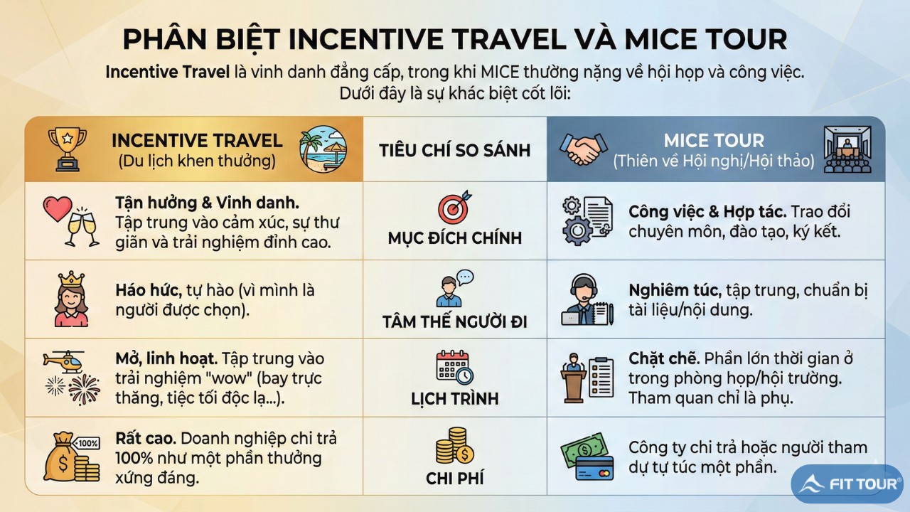 Phân biệt Incentive Travel và Mice Tour