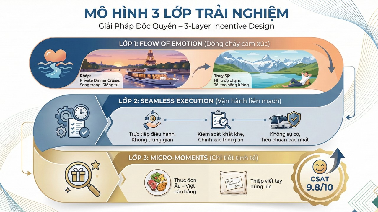 Mô hình 3 lớp trải nghiệm du lịch của FIT Tour