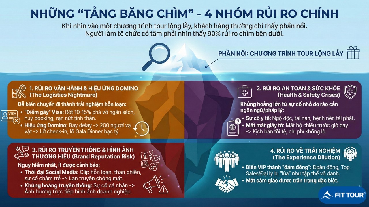 Nhóm rủi ro chính khi tổ chức Tour du lịch lớn