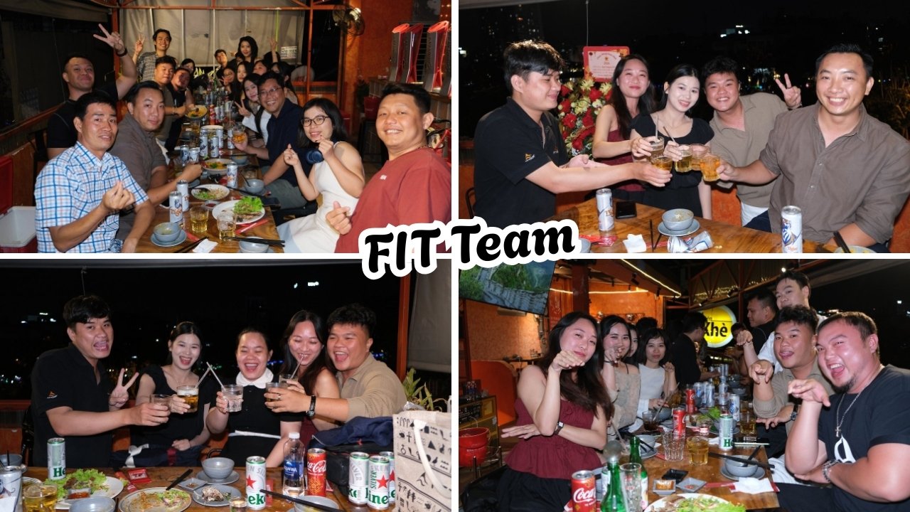 FIT Team cùng nhau nâng ly chúc mừng trong buổi tiệc tất niên ấm cúng và sôi động