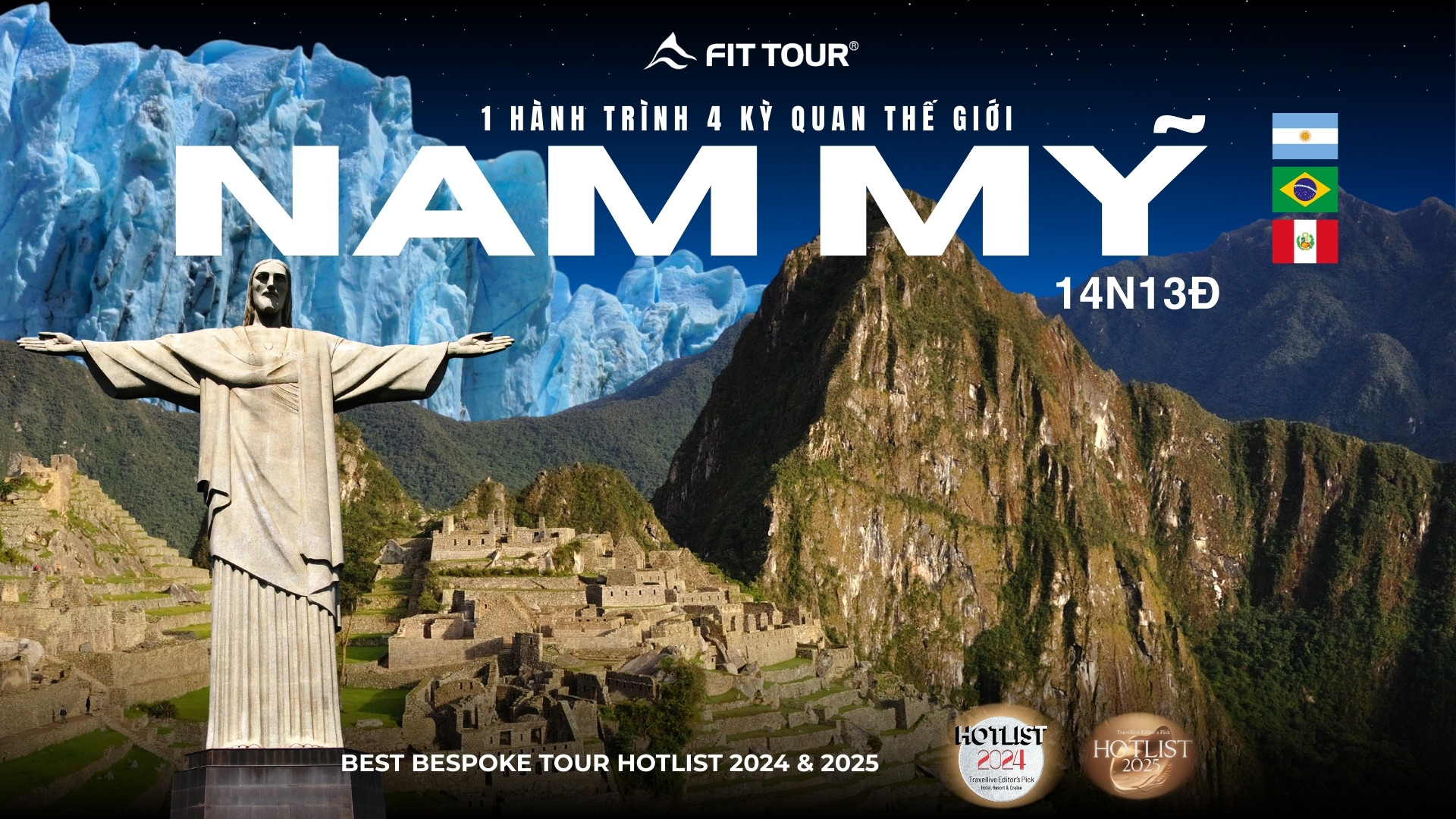 Tour Nam Mỹ 14N13Đ cao cấp đi qua Brazil, Peru, Argentina