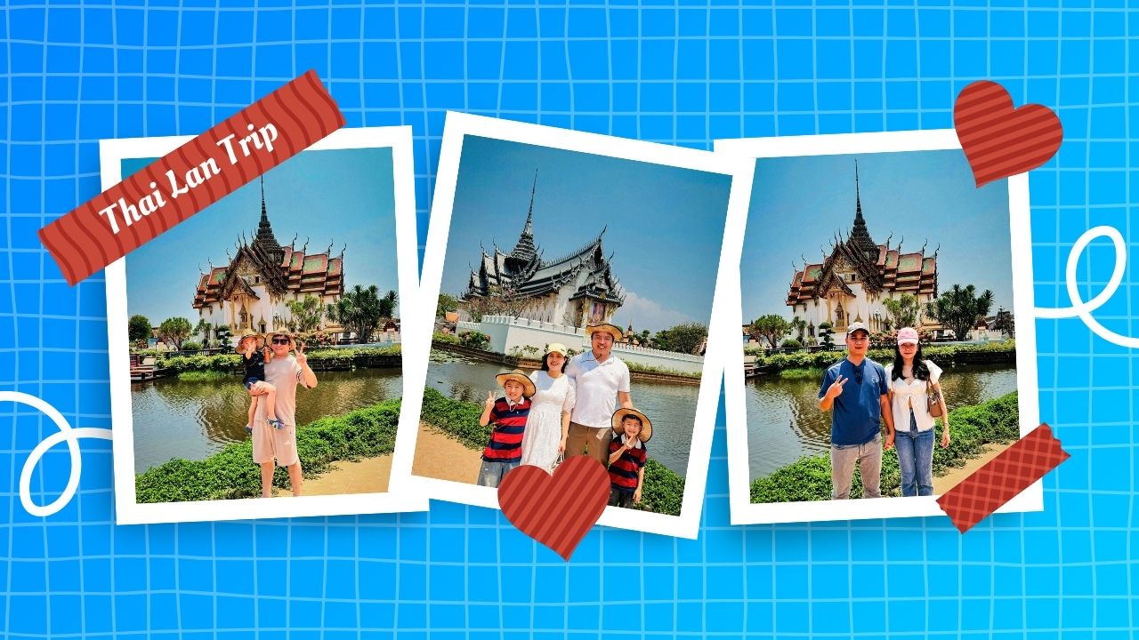 Gia đình trong đoàn The ECU Solutions tham quan công trình kiến trúc Thái Lan tại Ancient City Bangkok