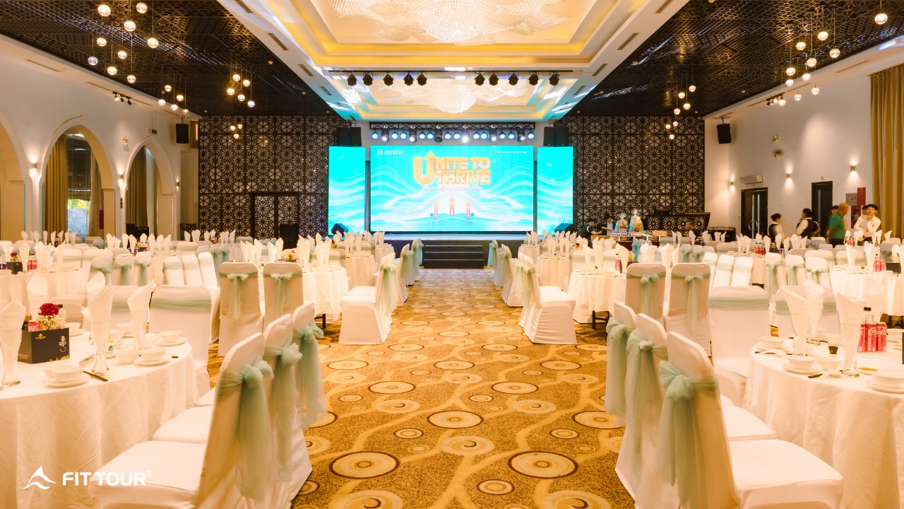 Sảnh Lakshmi tại Champa Island Nha Trang – không gian tổ chức gala dinner cao cấp cho chương trình Bosch Unite to Thrive